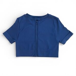 SET ACTIVE Women’s Sculptflex Moto Zip  Workout Top Cobalt Blue Size Medium